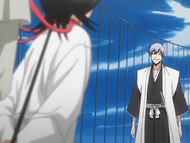 Rukia being taunted by Gin Ichimaru.