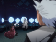 Hitsugaya finds Shunsui and Ukitake in the Ninth Communication Center.