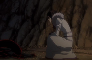 Muramasa kneels down in front of Kazeshini.