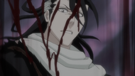 Byakuya's shoulder is cut.