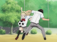 Rurichiyo playing soccer.