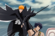 Amagai catches Ichigo's blade.