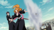 Rangiku using Haineko as a shield