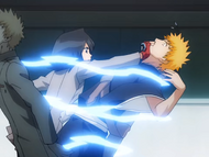 Rukia removing Ichigo's spiritual body from his physical body.