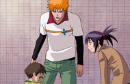 Ichigo asks the young Plus what is wrong.