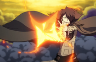 Shuren forms a fire bolt to launch at Ichigo.