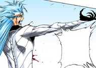 Grimmjow proclaims that anyone who stands in his way will be crushed.