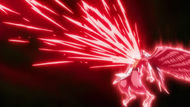 Spiritually energized blood erupts from Abirama's chest.
