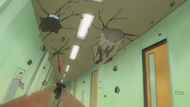 Abirama starts destroying the building Izuru is inside with Devorar Pluma.