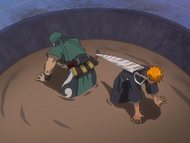 Ganju and Ichigo emerge from the sand pit.