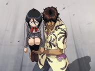 Sado holds Rukia in preparation for using Chad Catapult.