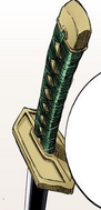 The handle and guard of Aizen's sealed Zanpakutō.