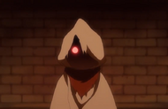 Hisagomaru appears before the group while wearing a cloak.