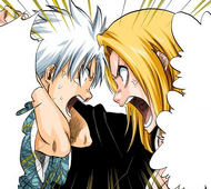 Hitsugaya is scolded by Rangiku.