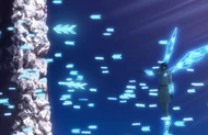 Uryū begins his attack on Ichigo by firing hundreds of Heilig Pfeil at him.