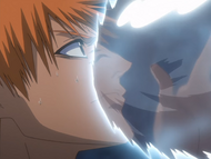 Ichigo has his face covered by a water sphere.