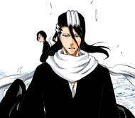 Byakuya Kuchiki warns Hanatarō that he may not be able to keep the latter out of the fight against Zommari Rureaux.