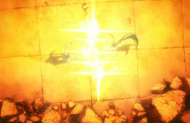 Yoruichi blinds Askin with the spheres of Shunkō: Raijin Senkei.