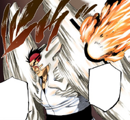 Edrad warns Ikkaku to give up before he is destroyed.
