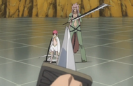 Renji points his Zanpakutō at Saru and Hebi.