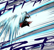 Ichigo resists being pushed back and drags his sword through one of the talons.