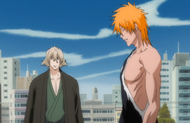 Ichigo and Urahara talk after Aizen's defeat.