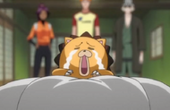 Kon cries on Rukia's pillow.
