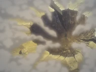 Urahara creates a massive crater in the ground with his attack.
