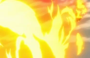 Amagai uses an enhanced, larger version of his Fireball technique.