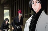 Renj and Rukia bow to Unohana