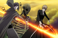 Shuren uses a flame lance to clash with Ichigo.