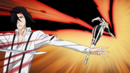 Tsukishima's arm is lightly cut by Ichigo's attack.