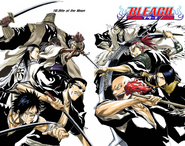 Kenpachi and several other Shinigami on the cover of Chapter 140.
