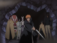 Ichigo destroys a door leading to the new building.