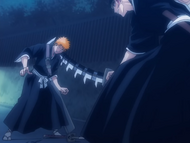 Ichigo being injured by Renji.