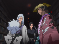 Hitsugaya informs Shunsui and Ukitake of the additional Jōkaishō.