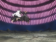 Byakuya and Ichigo clash in midair.