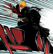 Zangetsu slashes Ichigo's chest.