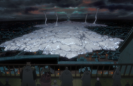 Unohana and the other captains watch as sludge covers the Seireitei.