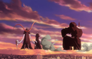 Rukia confronts Shuren and Gunjō.