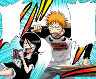 Ichigo interrupts Rukia's novel-reading.