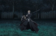 Ichigo protects Momo from Senbonzakura's attack.