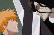 Ichigo clashes with Zangetsu.