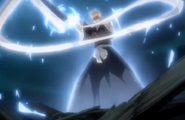 Ichigo activates his Bankai.