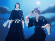 Byakuya and Renji arrive in Karakura Town looking for Rukia.