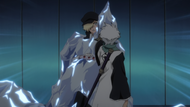 Hitsugaya freezes Yukio.