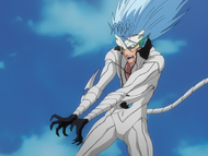 Grimmjow holds his hands out to initiate Desgarrón.