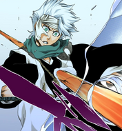 Hitsugaya is impaled by Bazz-B's Burner Finger 1.