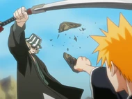 Urahara shatters the remainder of Ichigo's Zanpakutō.