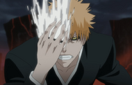 Ichigo's Hollow mask begins to form again.